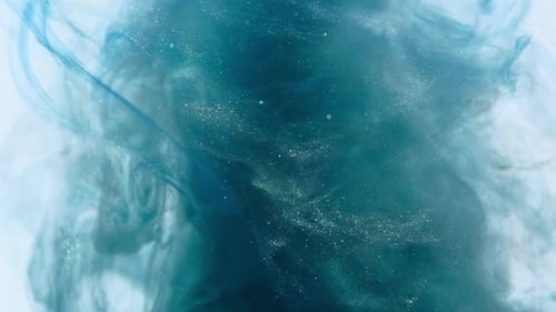 Abstract Turquoise Paint Swirls in Space