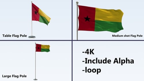 Guinea-Bissau National Flag Waving Animation with Alpha