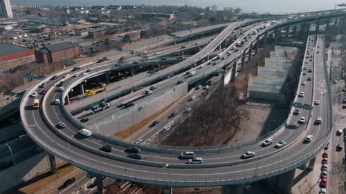 Freeway Busy City Rush Hour Heavy Traffic Jam Highway