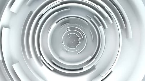 Modern White Abstract Rotating Geometric Rings Background Loop
