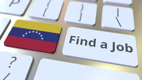 FIND A JOB Text and Flag of Venezuela on the Buttons