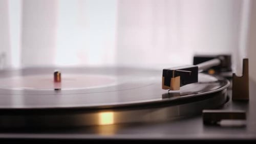 Record Player Playing Vinyl Record