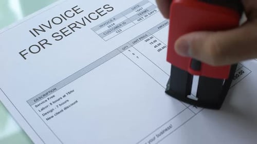 Invoice for Service Final Notice, Stamping Seal on Commercial Document, Business