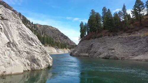 Flying low over the Snake River during low water levels in Wyoming