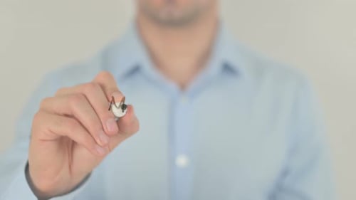 Man Writing Management on Glass Surface