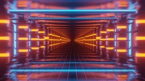 Futuristic Tunnel in Space with Blue Accents
