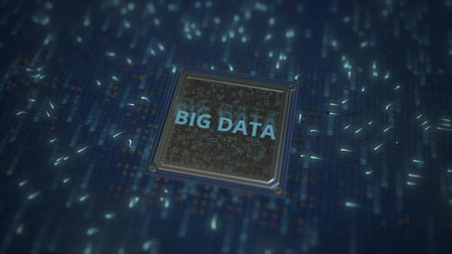 Futuristic Big Data Concept on Digital Processor Animation