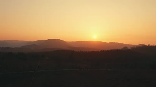 Yellow Sunset on the Mountains