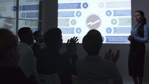 Presentación de trabajadores de oficina viendo la empresa