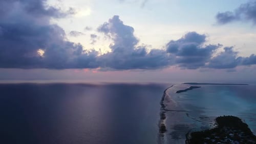 Aerial drone abstract of relaxing seashore beach voyage by blue ocean and white sandy background of