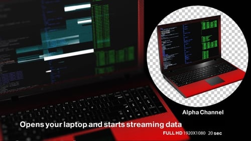 Öffnet Ihren Laptop und startet das Streaming von Daten Alpha-Kanal 01