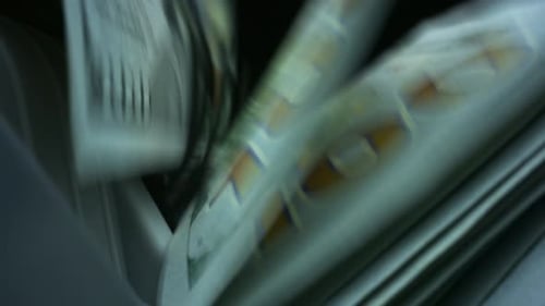 Money Counter Processing American One Hundred Dollar Bills