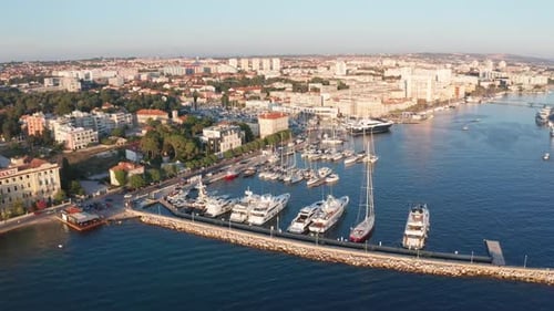 Drone Footage Aerial View of Zadar Marina Croatia