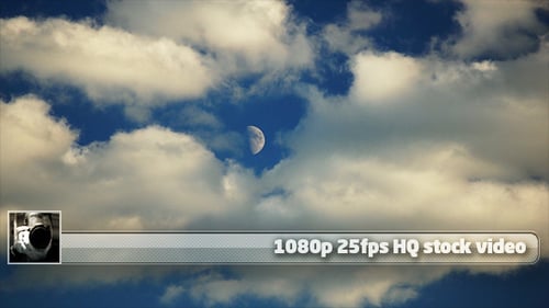 Blue Sky with Clouds and the Moon