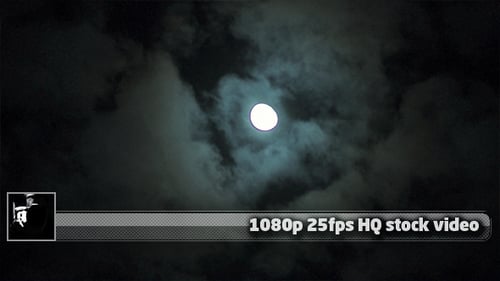 Full Moon Behind Clouds at Night