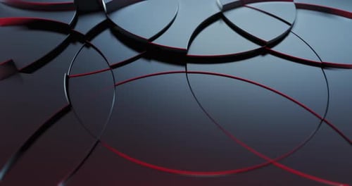 Dynamic Abstract Geometric Circles Background with Red Edge Highlights