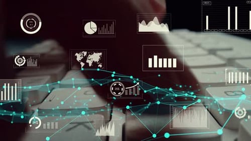Kreatives Visualisieren von Big Data und Finanzanalysen von Unternehmen auf dem Computer