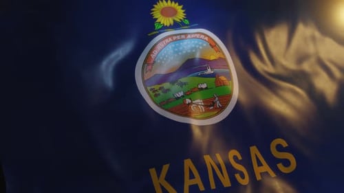 Realistic Waving Kansas State Flag Animation