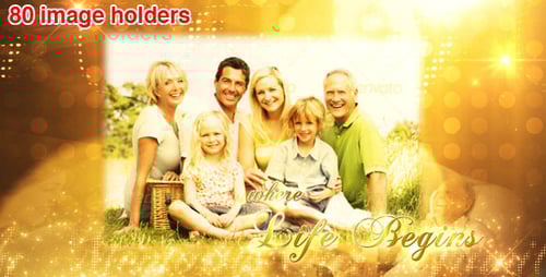 Elegant Golden Family Photo Slideshow with Romantic Script