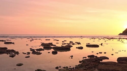 Beautiful sunset on the tropical beach and sea