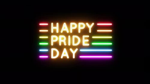 Happy Pride Day Rainbow Flag LGBT Neon Sign