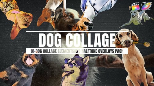 18-dog Collage Elements And Halftone Overlays For Final Cut X and Apple Motion