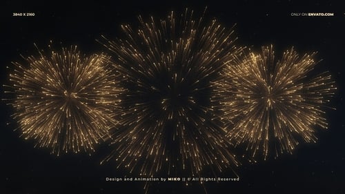 Golden Dazzling Fireworks Explosions for Celebrations