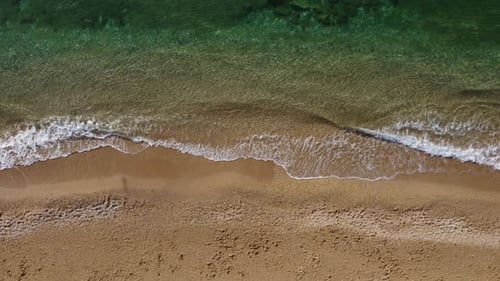 Beautiful Remote Beach with Crystal Clear Water Aerial View
