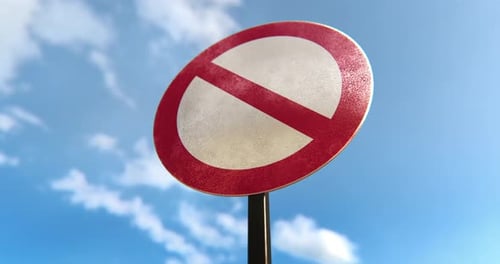 Animated No Sign with Moving Clouds Background Loop