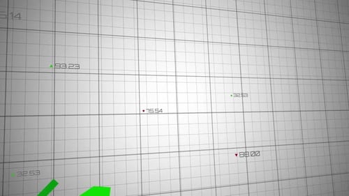 Animation of a green graph line on black grid on white background