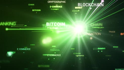 E-Commerce-Blockchain-Wörter Green Slow Loop