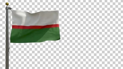 Waving Flag of Ingushetia on Transparent Background