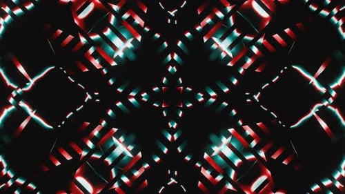 Abstract Red and Blue Kaleidoscope Flower Led Neon Vj Loop Animation