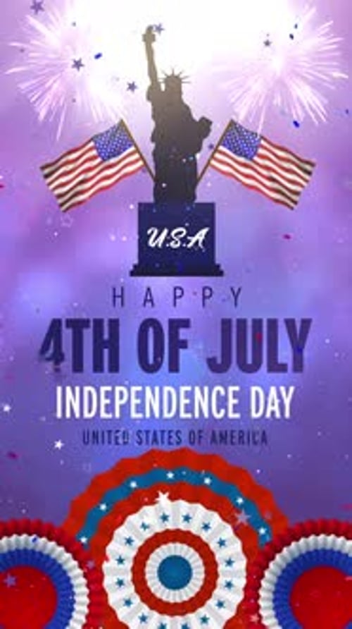 Decorative Fourth of July Independence Day Celebration Animation