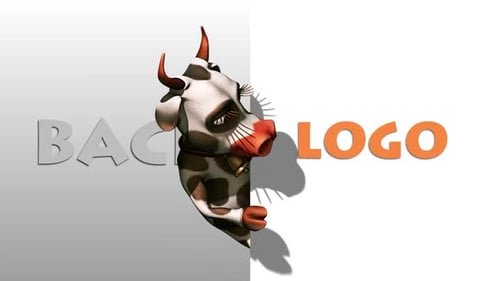 Animated Cartoon Cow Peeking Character Reveal