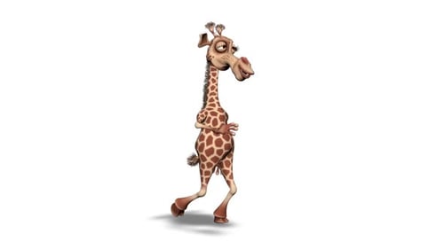 Cartoon 3D Giraffe Walk 2 Loops on White