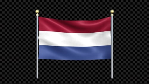 Realistic Waving Netherlands Flag Animation with Alpha Channel