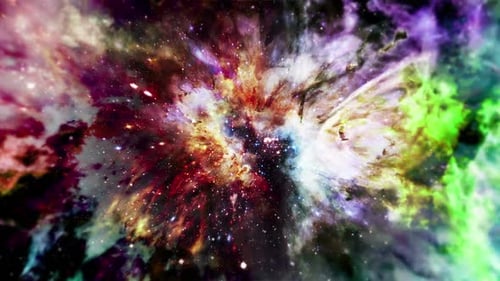 Abstract Colorful Nebula and Stars in Deep Space Loop