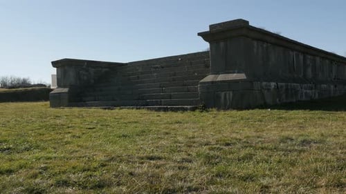 GAMZIGRAD, SERBIA - DECEMBER 25, 2017 Felix Romuliana palace stairs built by Roman Emperor Galerius