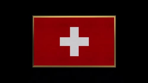 Rotating 3D Flag of Switzerland with Golden Frame