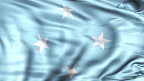 Realistic Waving Blue Flag With Four White Stars