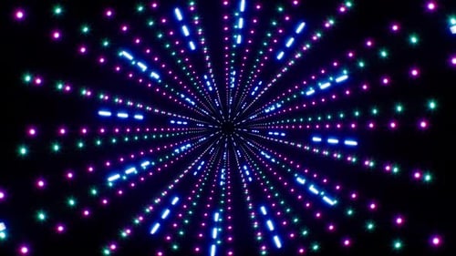 Glitter Neon Particles And Blue Light Lamp Rotating Background Loop 4K