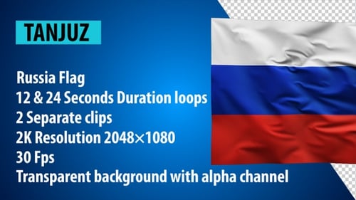 Realistic Russian Flag Waving Loop with Alpha Channel