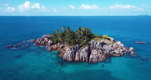 4K Aerial Footage of the St. Pierre Island surrounding Blue Water of the Indian Ocean, Seychelles