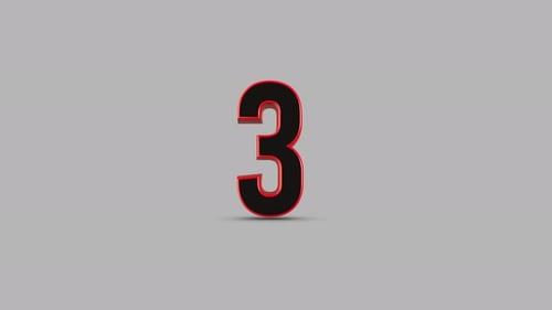 Modern 3D Number Countdown Animation with Red Highlight