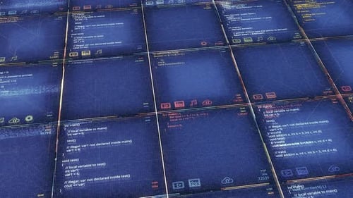 Futuristic Digital Code Grid Background Animation Loop