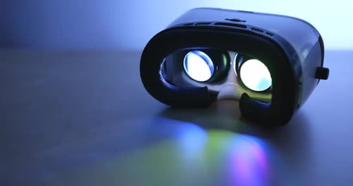 Virtual Reality Headset Displaying Colorful Lights