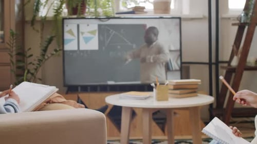 Children Attending Online Math Class At Home