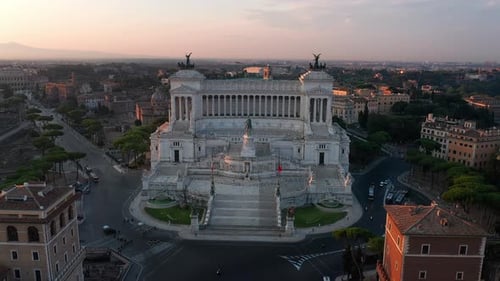Aerial View of Altare della Patria at Sunrise