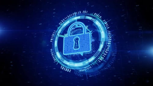 Futuristic Digital Padlock Security Icon Animation